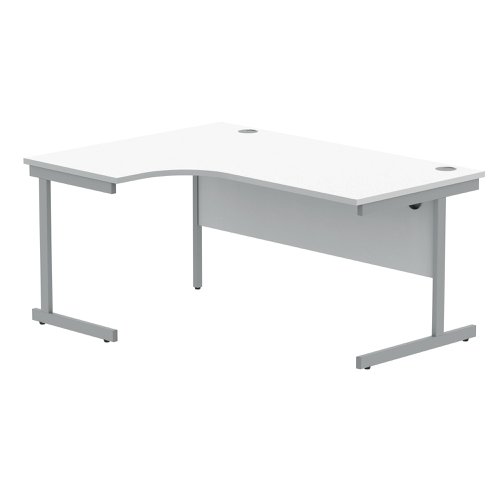 Polaris Left Hand Radial Single Upright Cantilever Desk 1600x1200x730mm Arctic White/Silver KF821460