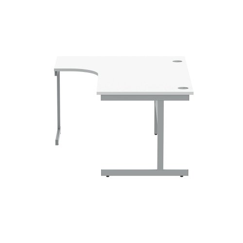 Polaris Left Hand Radial Single Upright Cantilever Desk 1600x1200x730mm Arctic White/Silver KF821460