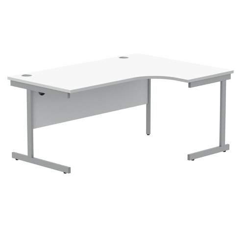 Polaris Right Hand Radial SU Cantilever Desk 1600x1200x730mm Arctic White/Silver KF821470