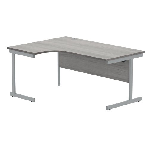 Polaris Left Hand Radial SU Cantilever Desk 1600x1200x730mm Alaskan Grey Oak/Silver KF821500