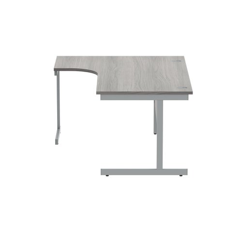 Polaris Left Hand Radial SU Cantilever Desk 1600x1200x730mm Alaskan Grey Oak/Silver KF821500