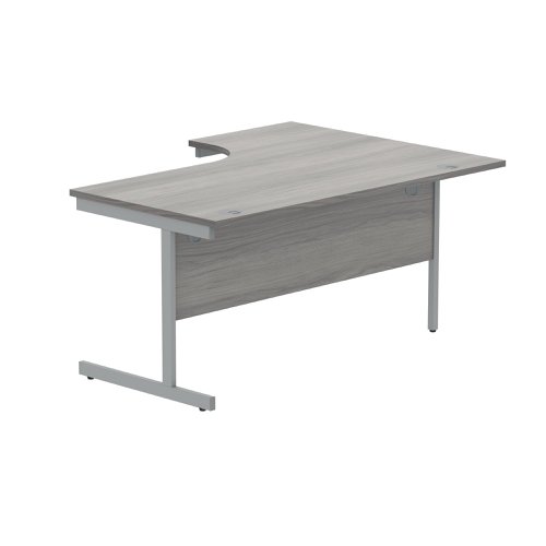 Polaris Left Hand Radial SU Cantilever Desk 1600x1200x730mm Alaskan Grey Oak/Silver KF821500