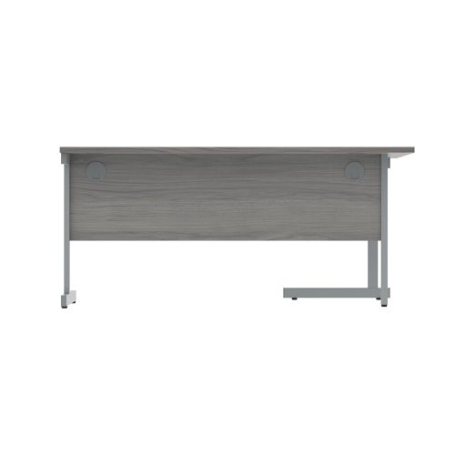 Polaris Left Hand Radial SU Cantilever Desk 1600x1200x730mm Alaskan Grey Oak/Silver KF821500