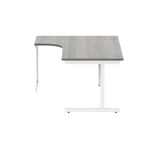 Polaris Left Hand Radial SU Cantilever Desk 1600x1200x730mm Alaskan Grey Oak/White KF821520