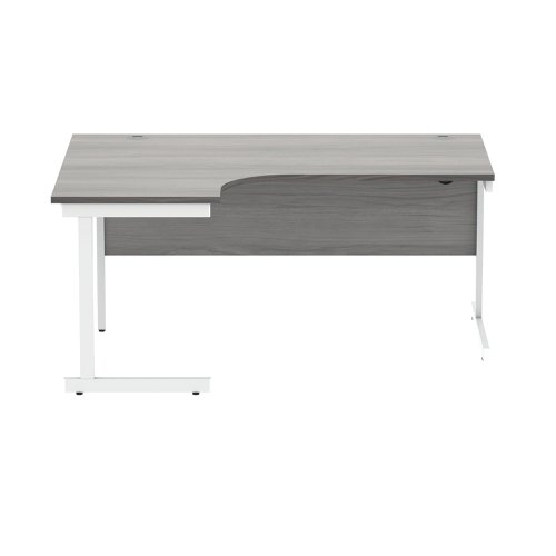 Polaris Left Hand Radial SU Cantilever Desk 1600x1200x730mm Alaskan Grey Oak/White KF821520