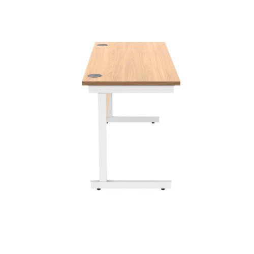 Polaris Rectangular Single Upright Cantilever Desk 1400x600x730mm Norwegian Beech/White KF821610