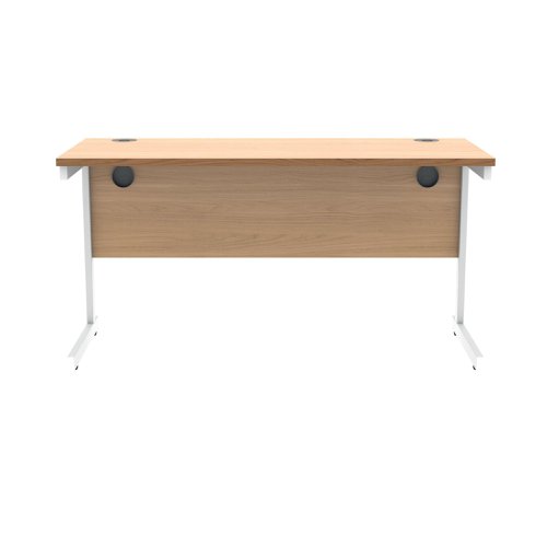 Polaris Rectangular Single Upright Cantilever Desk 1400x600x730mm Norwegian Beech/White KF821610