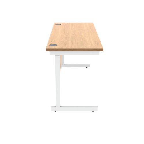 Polaris Rectangular Single Upright Cantilever Desk 1600x600x730mm Norwegian Beech/White KF821620