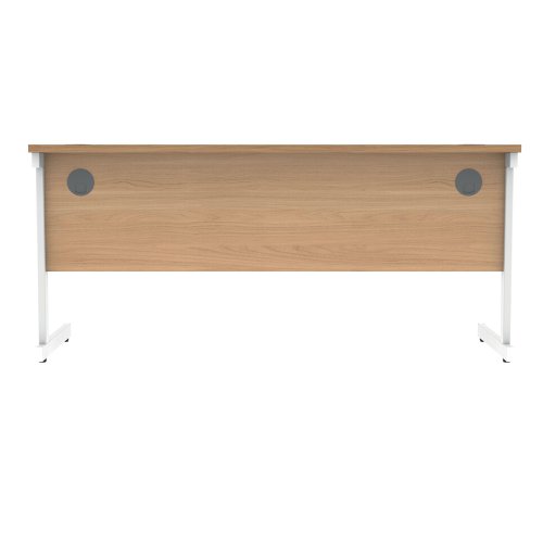 Polaris Rectangular Single Upright Cantilever Desk 1600x600x730mm Norwegian Beech/White KF821620