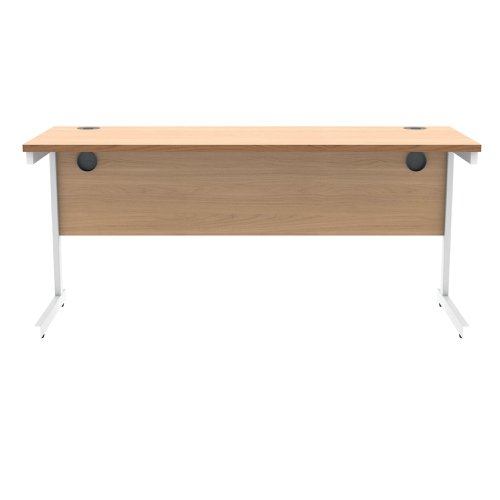 Polaris Rectangular Single Upright Cantilever Desk 1600x600x730mm Norwegian Beech/White KF821620