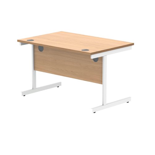 Polaris Rectangular Single Upright Cantilever Desk 1200x800x730mm Norwegian Beech/White KF821630