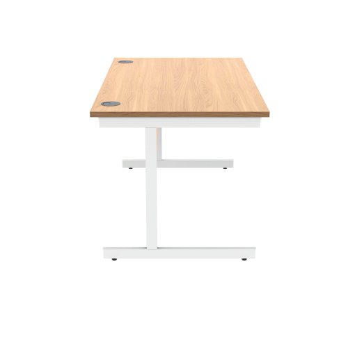 Polaris Rectangular Single Upright Cantilever Desk 1400x800x730mm Norwegian Beech/White KF821640