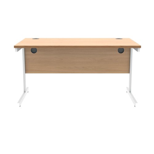 Polaris Rectangular Single Upright Cantilever Desk 1400x800x730mm Norwegian Beech/White KF821640