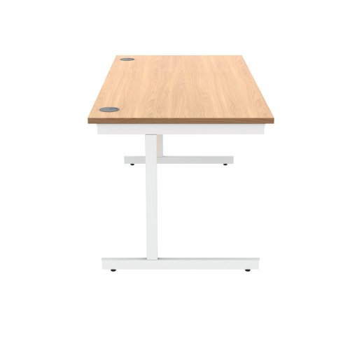 Polaris Rectangular Single Upright Cantilever Desk 1600x800x730mm Norwegian Beech/White KF821650