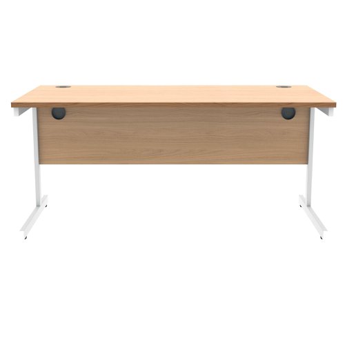 Polaris Rectangular Single Upright Cantilever Desk 1600x800x730mm Norwegian Beech/White KF821650