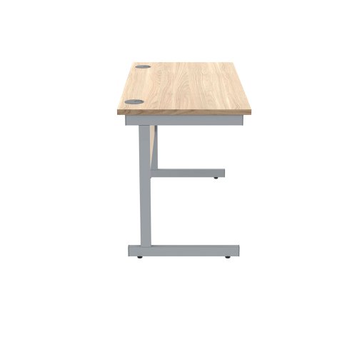 Polaris Rectangular Single Upright Cantilever Desk 1200x600x730mm Canadian Oak/Silver KF821660