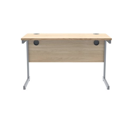 Polaris Rectangular Single Upright Cantilever Desk 1200x600x730mm Canadian Oak/Silver KF821660