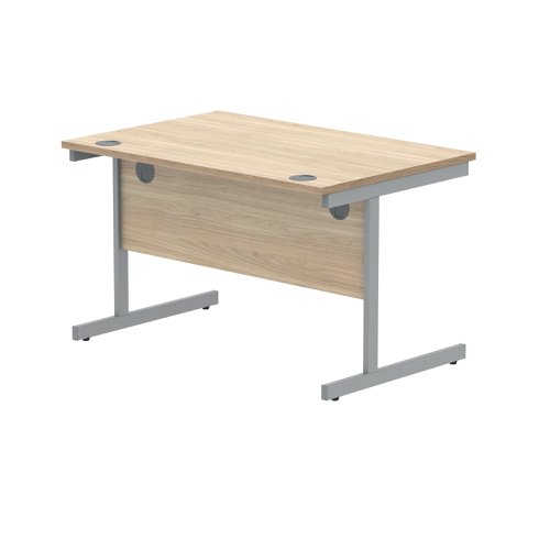 Polaris Rectangular Single Upright Cantilever Desk 1200x800x730mm Canadian Oak/Silver KF821690