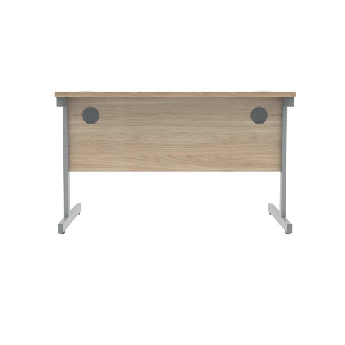 Polaris Rectangular Single Upright Cantilever Desk 1200x800x730mm Canadian Oak/Silver KF821690