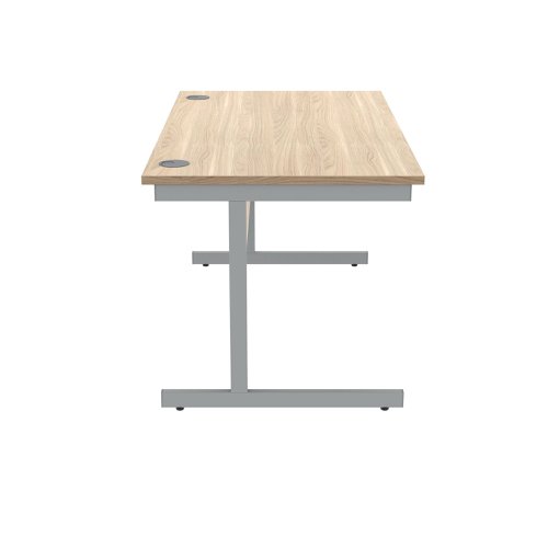 Polaris Rectangular Single Upright Cantilever Desk 1400x800x730mm Canadian Oak/Silver KF821700