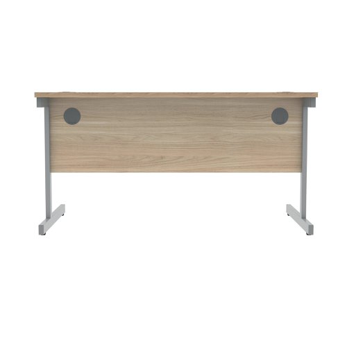 Polaris Rectangular Single Upright Cantilever Desk 1400x800x730mm Canadian Oak/Silver KF821700