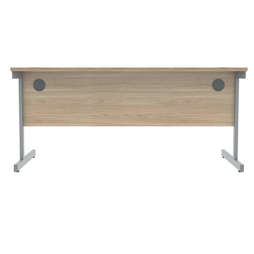 Polaris Rectangular Single Upright Cantilever Desk 1600x800x730mm Canadian Oak/Silver KF821710