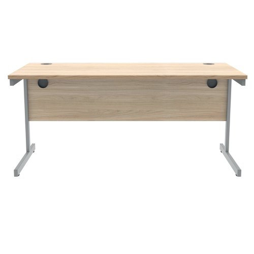 Polaris Rectangular Single Upright Cantilever Desk 1600x800x730mm Canadian Oak/Silver KF821710