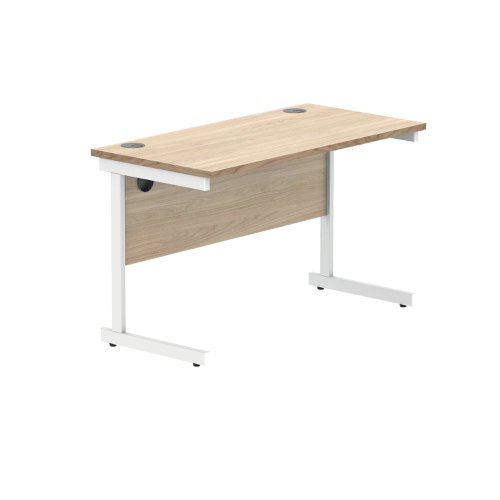 Polaris Rectangular Single Upright Cantilever Desk 1200x600x730mm Canadian Oak/White KF821720