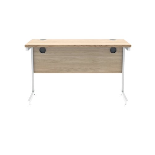 Polaris Rectangular Single Upright Cantilever Desk 1200x600x730mm Canadian Oak/White KF821720