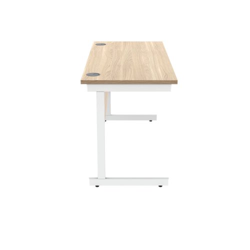 Polaris Rectangular Single Upright Cantilever Desk 1400x600x730mm Canadian Oak/White KF821730