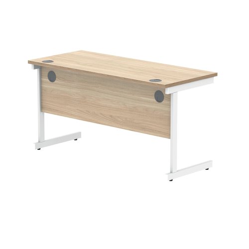 Polaris Rectangular Single Upright Cantilever Desk 1400x600x730mm Canadian Oak/White KF821730