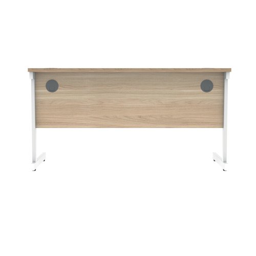 Polaris Rectangular Single Upright Cantilever Desk 1400x600x730mm Canadian Oak/White KF821730