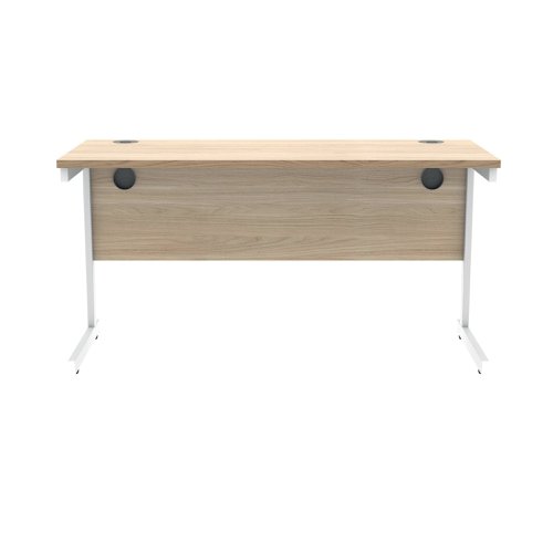 Polaris Rectangular Single Upright Cantilever Desk 1400x600x730mm Canadian Oak/White KF821730