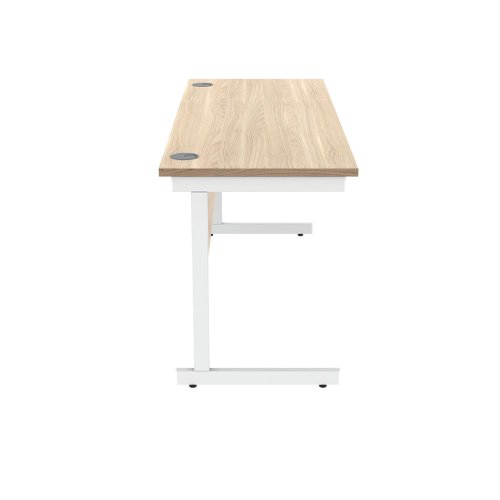 Polaris Rectangular Single Upright Cantilever Desk 1600x600x730mm Canadian Oak/White KF821740