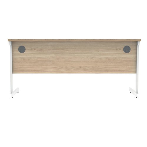 Polaris Rectangular Single Upright Cantilever Desk 1600x600x730mm Canadian Oak/White KF821740