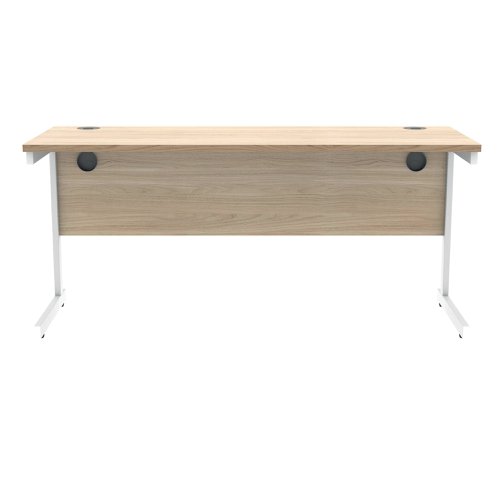 Polaris Rectangular Single Upright Cantilever Desk 1600x600x730mm Canadian Oak/White KF821740