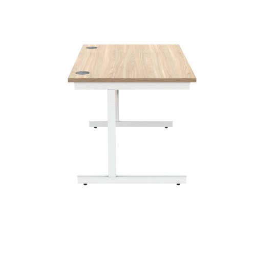 Polaris Rectangular Single Upright Cantilever Desk 1200x800x730mm Canadian Oak/White KF821750