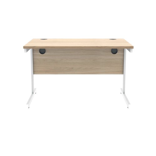 Polaris Rectangular Single Upright Cantilever Desk 1200x800x730mm Canadian Oak/White KF821750