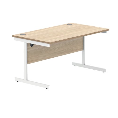 Polaris Rectangular Single Upright Cantilever Desk 1400x800x730mm Canadian Oak/White KF821760