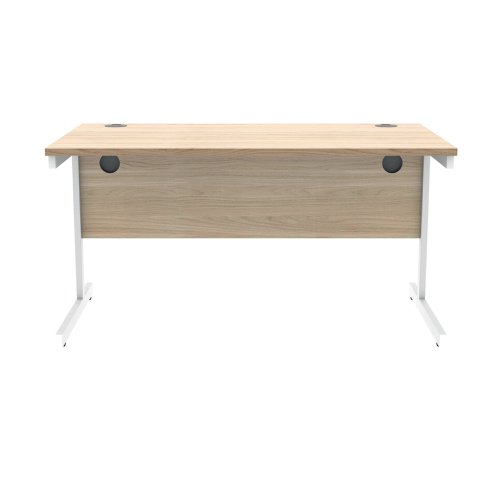 Polaris Rectangular Single Upright Cantilever Desk 1400x800x730mm Canadian Oak/White KF821760