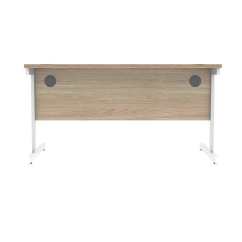 Polaris Rectangular Single Upright Cantilever Desk 1600x800x730mm Canadian Oak/White KF821770