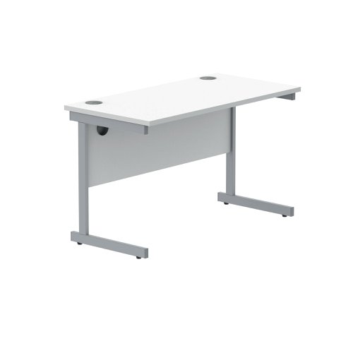 Polaris Rectangular Single Upright Cantilever Desk 1200x600x730mm Arctic White/Silver KF821780