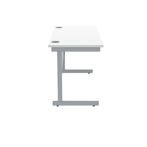 Polaris Rectangular Single Upright Cantilever Desk 1200x600x730mm Arctic White/Silver KF821780