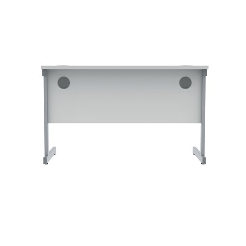 Polaris Rectangular Single Upright Cantilever Desk 1200x600x730mm Arctic White/Silver KF821780