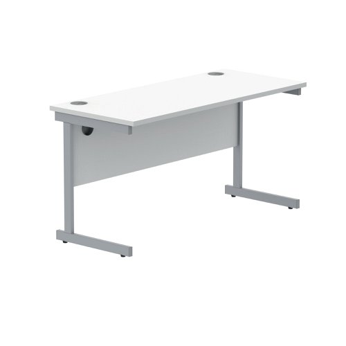 Polaris Rectangular Single Upright Cantilever Desk 1400x600x730mm Arctic White/Silver KF821790