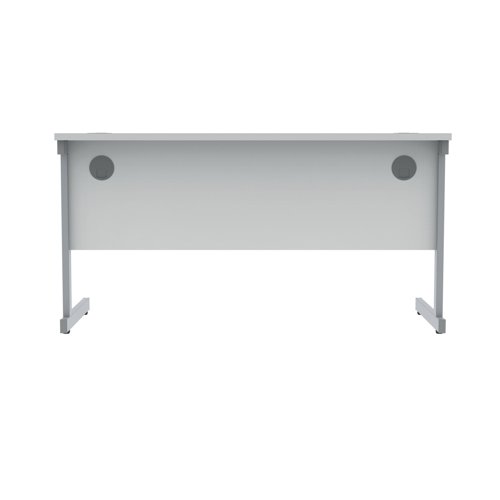 Polaris Rectangular Single Upright Cantilever Desk 1400x600x730mm Arctic White/Silver KF821790