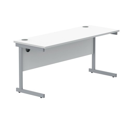 Polaris Rectangular Single Upright Cantilever Desk 1600x600x730mm Arctic White/Silver KF821800