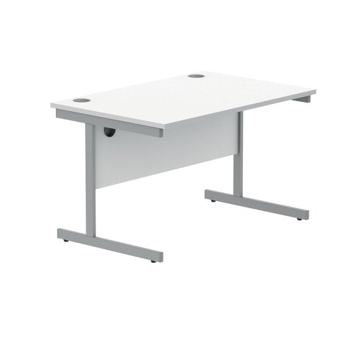 Polaris Rectangular Single Upright Cantilever Desk 1200x800x730mm Arctic White/Silver KF821810