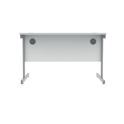 Polaris Rectangular Single Upright Cantilever Desk 1200x800x730mm Arctic White/Silver KF821810