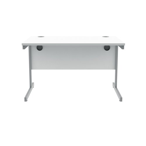 Polaris Rectangular Single Upright Cantilever Desk 1200x800x730mm Arctic White/Silver KF821810